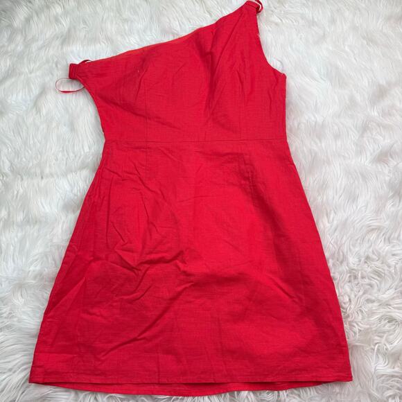 Revolve Runaway The Label Phaera Linen Mini Cocktail Dress Size M Red - Picture 11 of 16